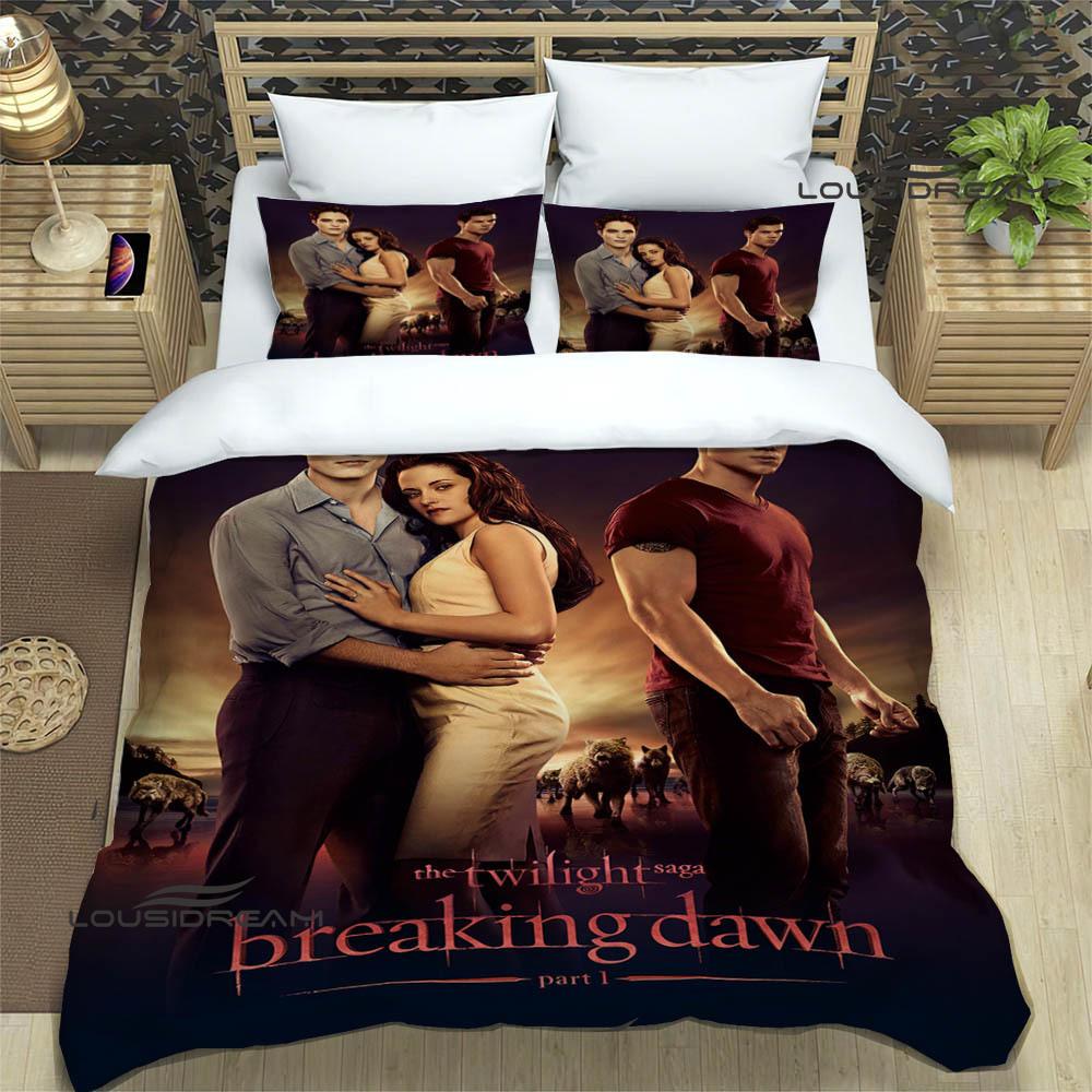 Die Twilight Saga bedruckte Bettwäsche-Sets exquisites Bettwaren-Set Bettbezug Steppbett-Set Bettwäsche-Set Luxuriöses Geburtstagsgeschenk