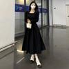 Early spring women's clothing light French style Korean dress new splicing gentle style high-end temperament waist dress