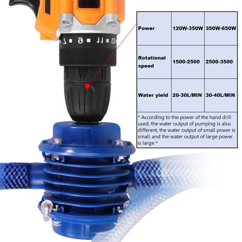 Multi-functional Hand Drill Pump, POM Material Self-priming Pump Does Not Need Power Supply for Water, Diesel and Other Media