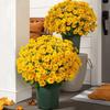 Faux Mums Realistic Artificial Fall Flowers UV Resistant Fake Flower Bunch Faux Chrysanthemums for Home Farmhouse Autumn Indoor Outdoor Decoration