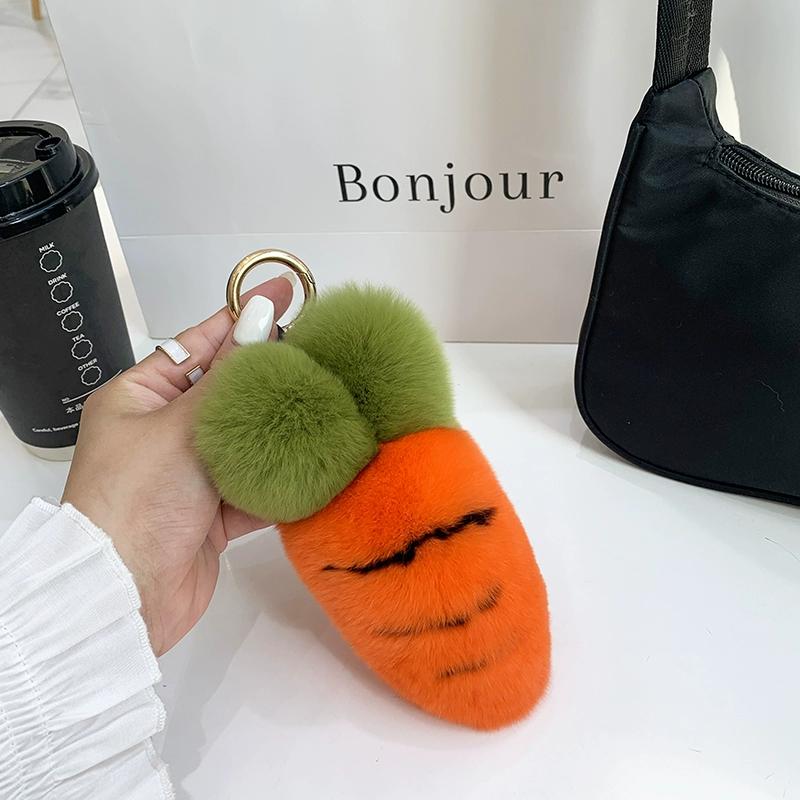 

Подвеска из натурального меха кролика рекс в виде морковки, подвеска для сумки в виде девичьего сердца, персонализированный брелок для ключей автомобиля