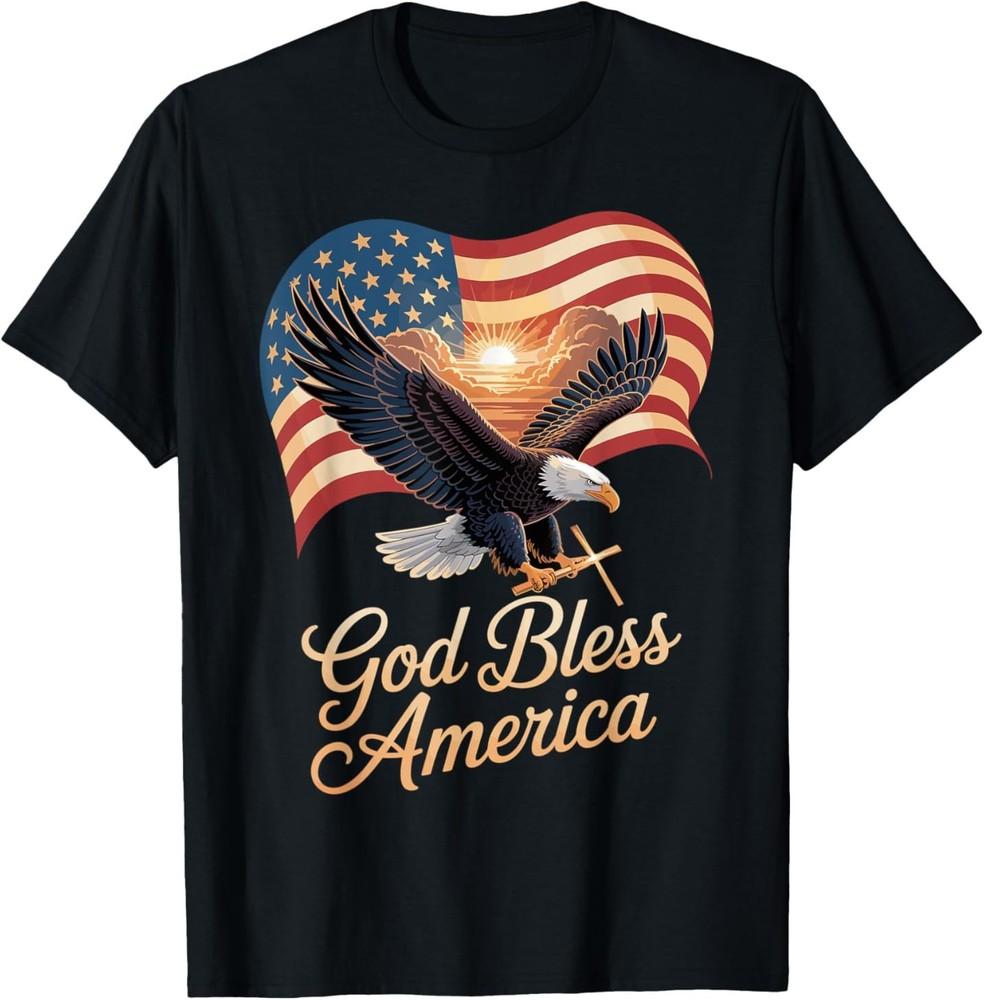 Eagle cross sunrise flag patriotic blessing T-Shirt Unisex T-Shirt XXXL