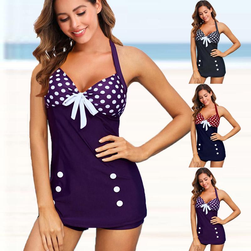 Women Sexy Two-Piece Swimsuit Plus Size Swimdress Female Tankini Monokini New Girls Bikini Beach Bathing Suits Swimwear 5XL