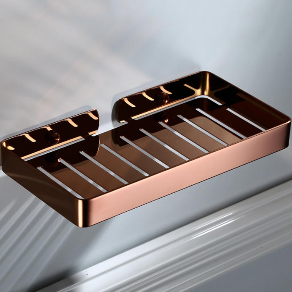 304 Roestvrij Staal Zeepbakje Zwart Zilver Geborsteld Roségoud Wit Opbergrek Douche Zeepschaal Plank voor Keuken Toilet Badkamer