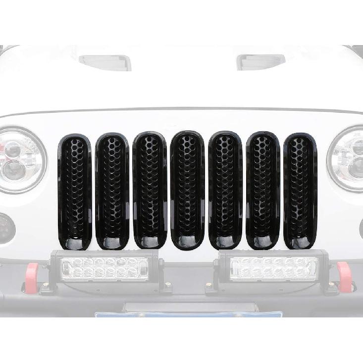 Hooke Road Black JK Grill Erts Front Grille Mesh Cover Guard For Jeep Wrangler JK 2007-2015 Accessories