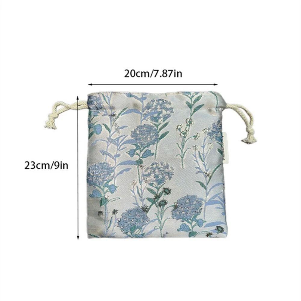 Portable Polyester Drawstring Bags Large Capacity Flower Makeup Bag Drawstring Packaging Coin Purse Cosmetic Storage