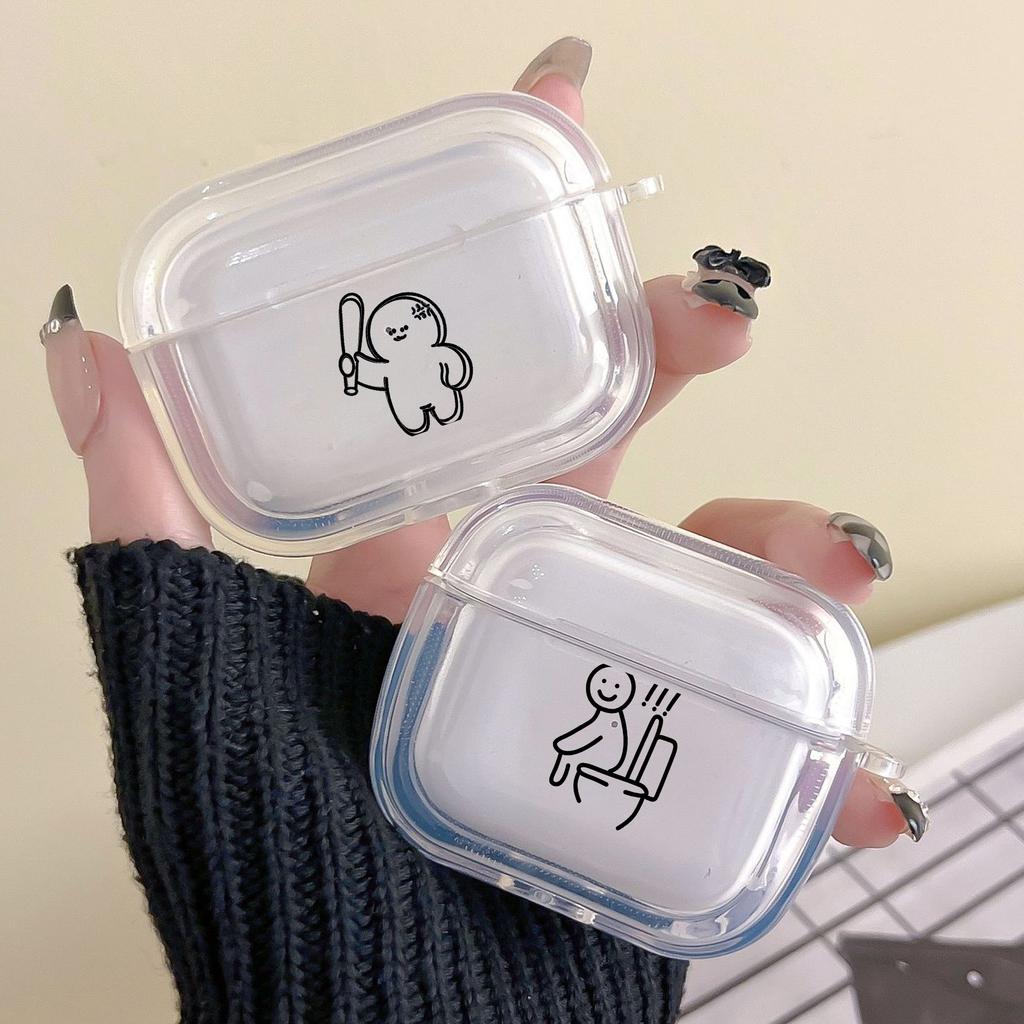 Cartoon Matchman Soft Silicone Case for Apple Airpods 2 1 Earphone Cases With Hook For Airpod Pro 3 Pro2 Clear Protective Covers