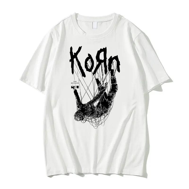 

Футболка с принтом рок-группы Korn, летний топ с коротким рукавом, уличный повседневный хлопковый топ унисекс для комфорта S