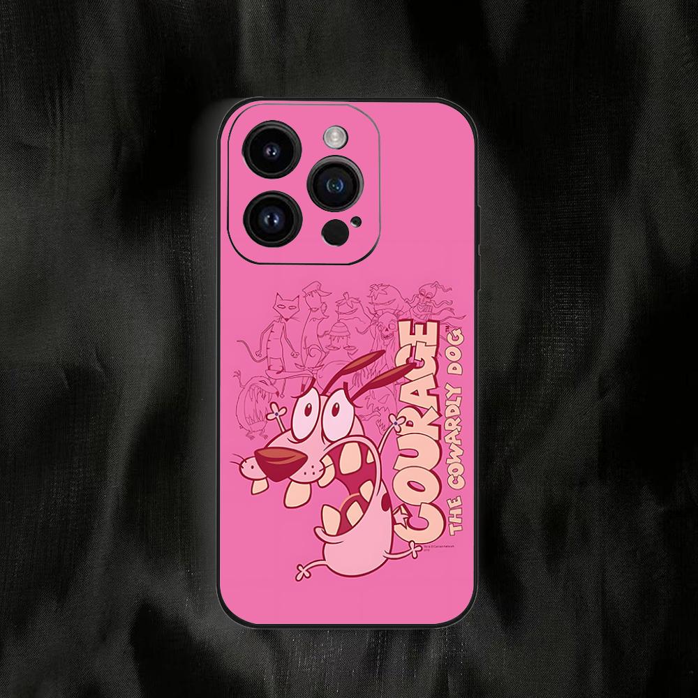 Cartoon C-Courage The C-Cowardly D-Dog Phone Case For Iphone 16 15 11 13 14 Pro Max 7 8 Plus X Xr Xs Max 12mini Black Shell Case