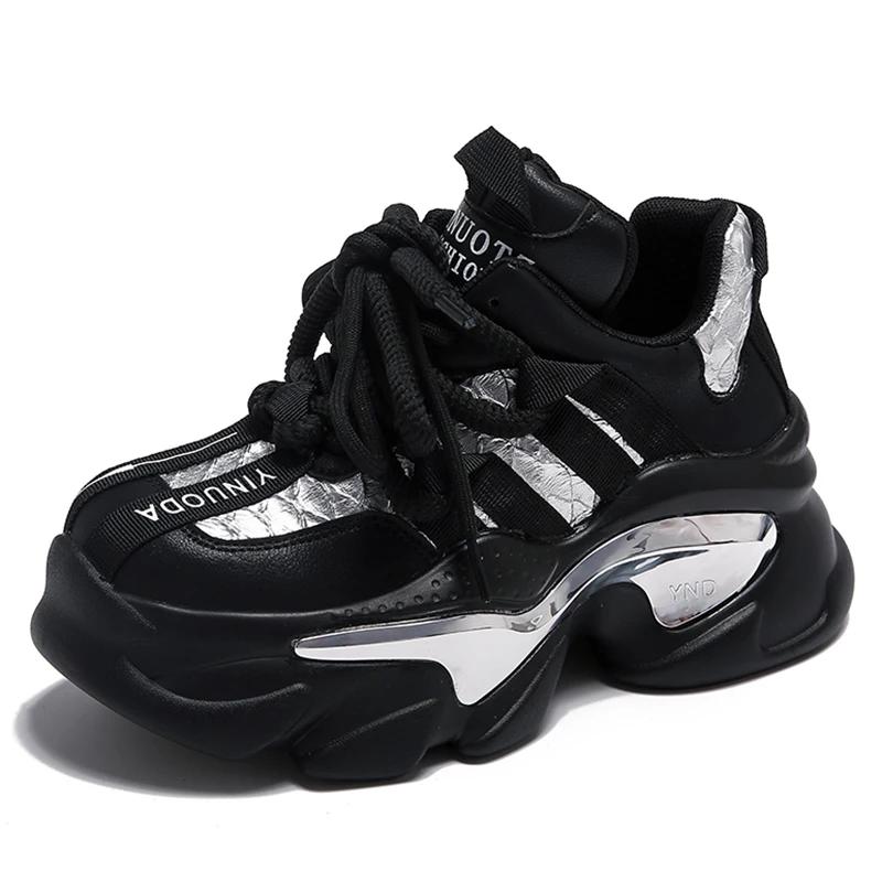 Autumn Winter Chunky Heels Vulcanize Shoes Women Fashion Mix Color Platform Sneakers Woman 2026 Lace-Up Non-Slip Walking Shoes