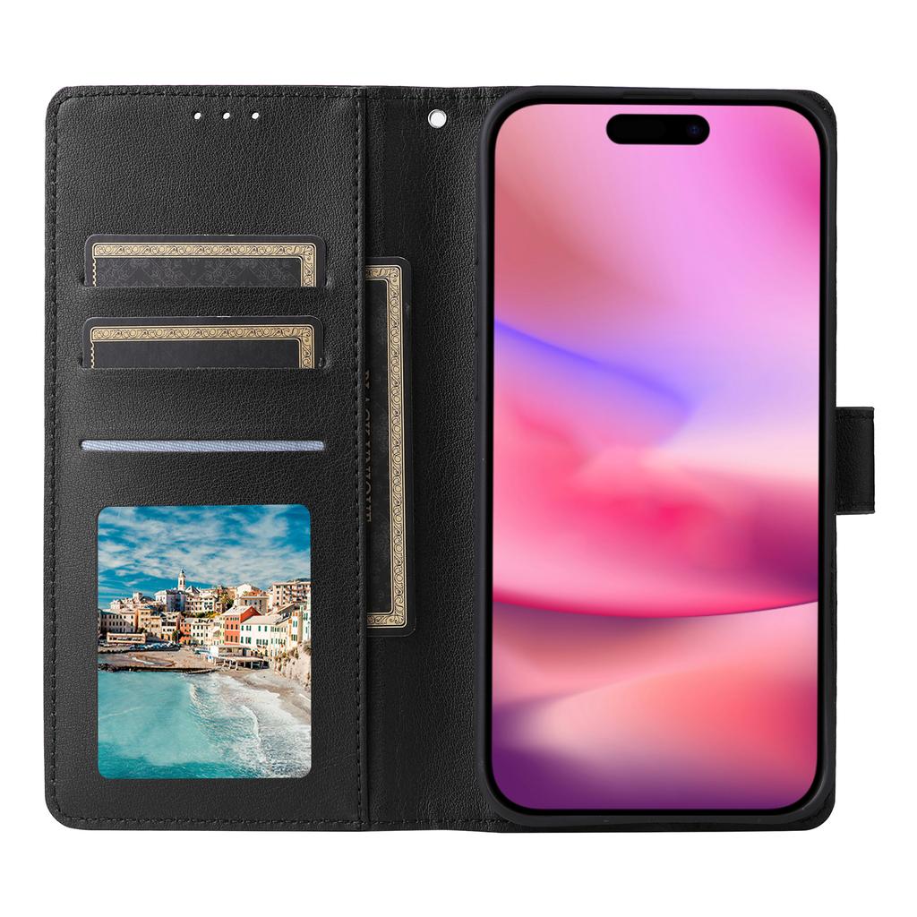 For iPhone 16 Wallet Case 3 Card Slots Slim-Fit PU Leather Stand Phone Cover