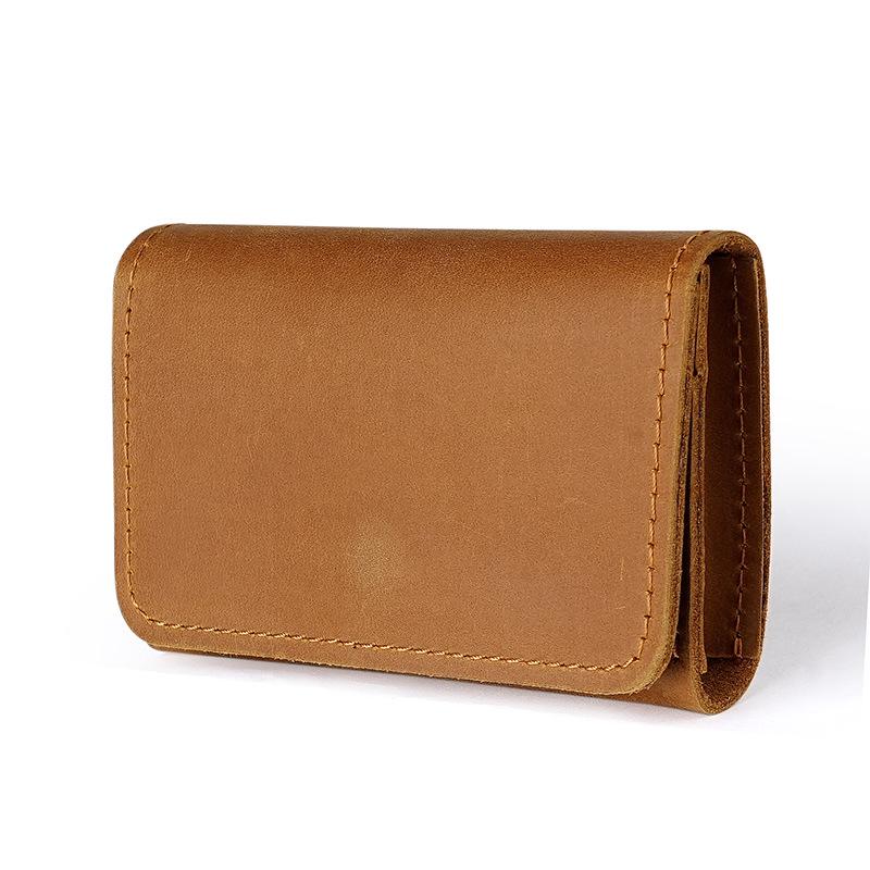 

Men s Crazy Horse Leather Card Holder & Wallet - Genuine Dark Buckle, Multi-functional, Bi-fold, First Layer Cowhide