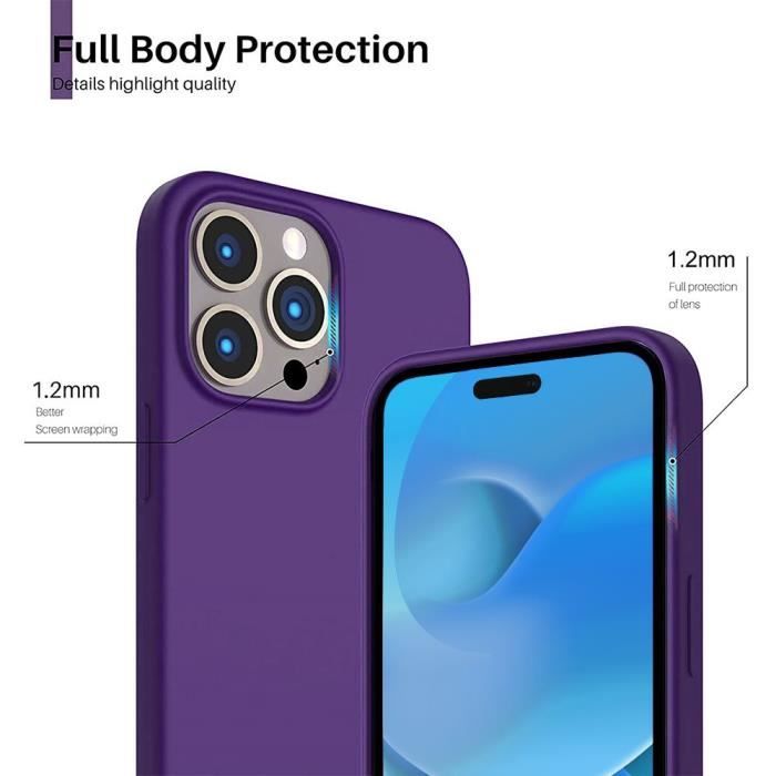 Coque de protection - E.F.CONNECTION - pour iPhone 14 Pro - TPU souple - Violet - Verres trempés inclus