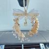 Crystal Rhinestone Bell Flower Car Rearview Mirror Hanging Ornament