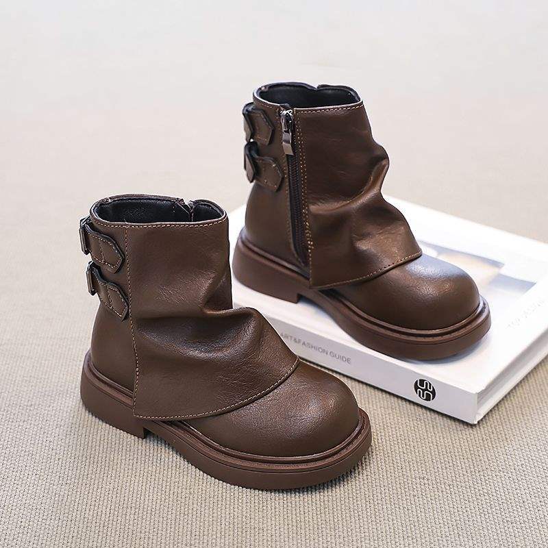 

Девочки ботинки Мартин осень и зима 2025 новые детские бархатные кожаные ботинки на мягкой подошве девочки и подростки модные теплые хлопковые туфли 36 yards/inner length 22.4cm