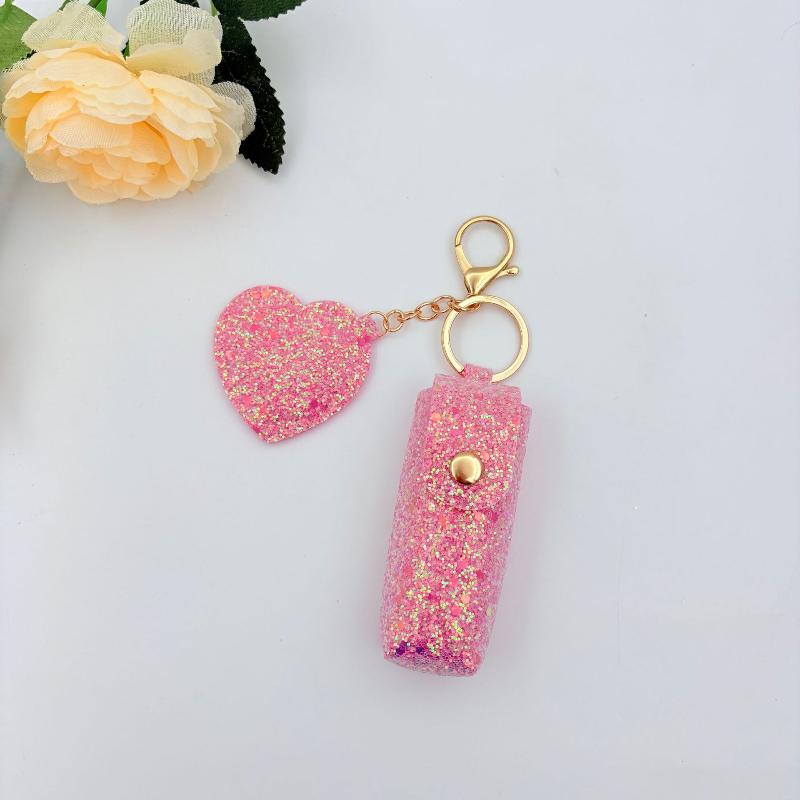 Chic Lipstick Holder Keychain Portable Makeup Bag Built-In Mirror Lipstick Protector Travel Companion