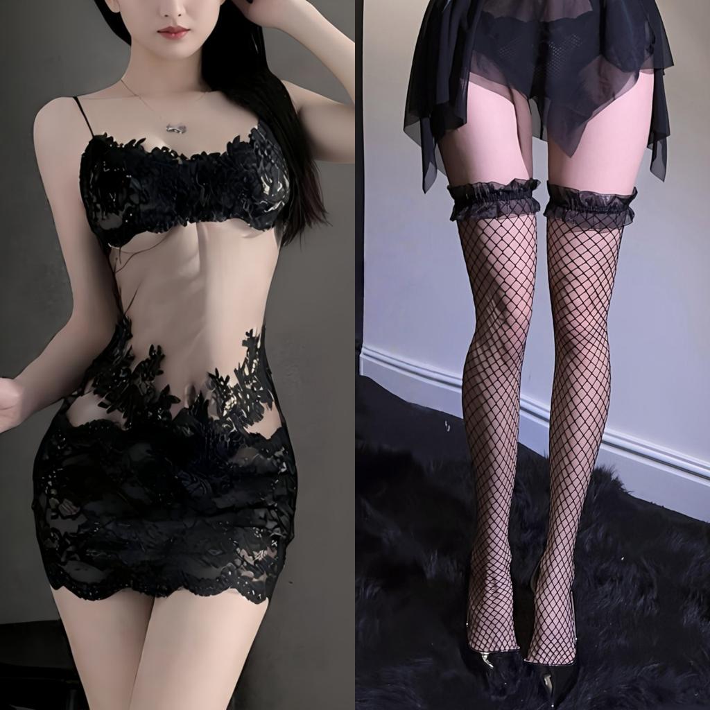 Sex underwear lace transparent sexy nightdress royal sister feeling mesh suspender pajamas women's pure desire wind embroidery summer