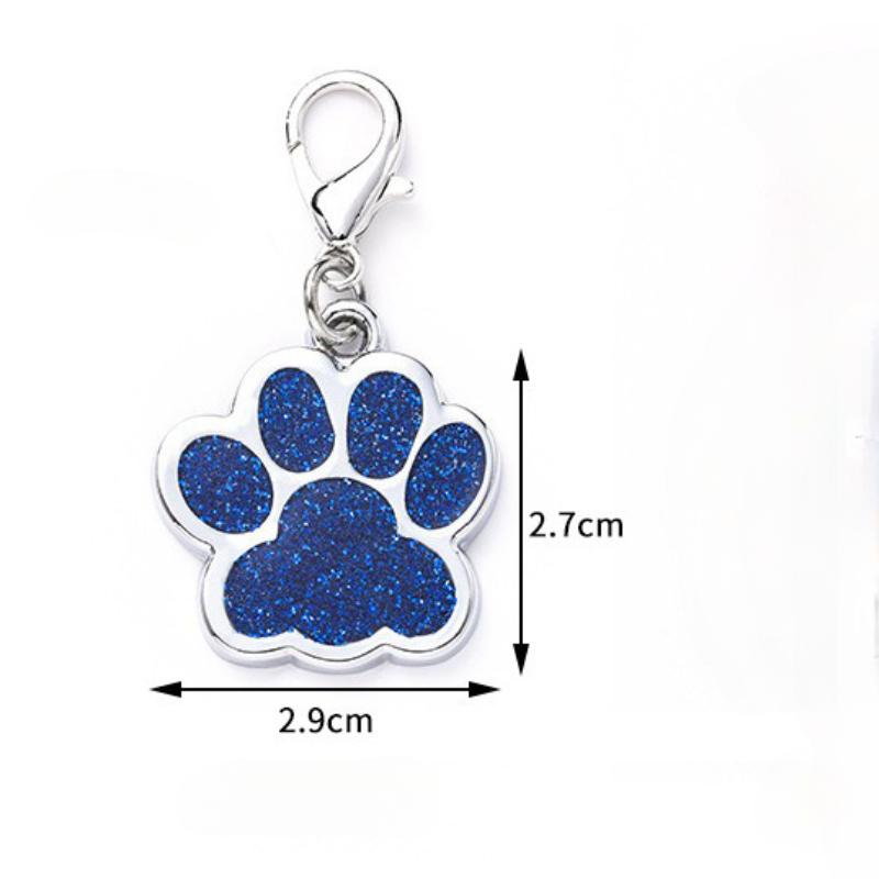 Dog Cat Collar Tag Pendant Pet Accessories Paw Glitter Pendant Keychain
