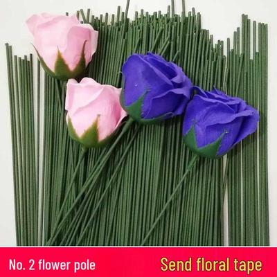No. 2 Handmade Green Nylon-Coated Iron Wire Flower Stem for DIY Floral Crafts