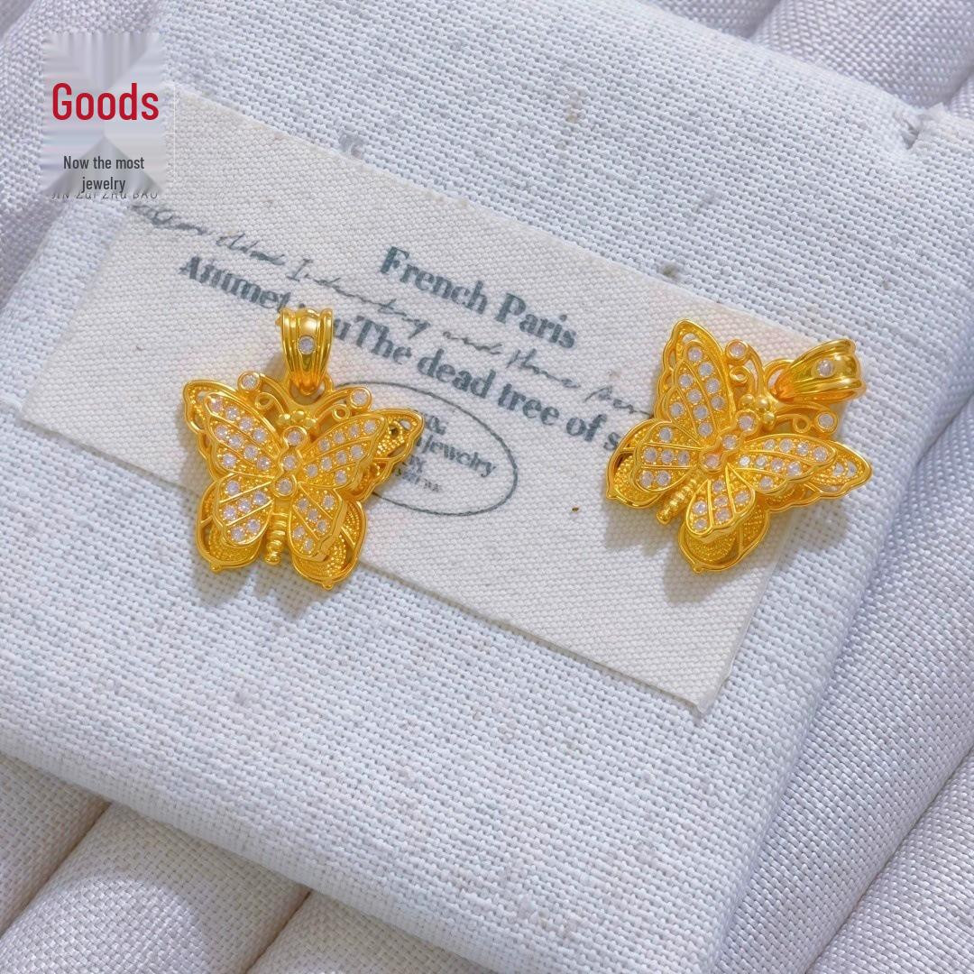 Elegant Filigree Diamond Butterfly Pendant: Long-lasting Color, 3D Inlaid Design, Light Luxury Fashion.