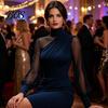 Everyday Casual Dress Women's Mesh Sheer Long Sleeve Mini Dress, Ruched Bodycon Mock Office Wear Women Neck Party Cocktail Formal Wedding Guest