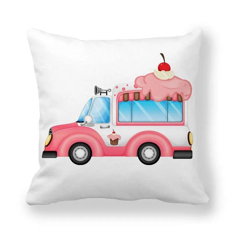 Cartoon Food Car Print Pillowcase Living Room Office Home Pillowcase Car Ornaments