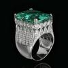 Jewelry Copper Bottom Gold-Plated Simulation Redeen Chepala Green Square Diamond Ring Stone 15 * 20