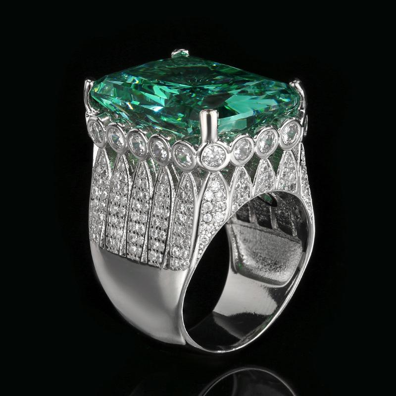 Jewelry Copper Bottom Gold-Plated Simulation Redeen Chepala Green Square Diamond Ring Stone 15 * 20