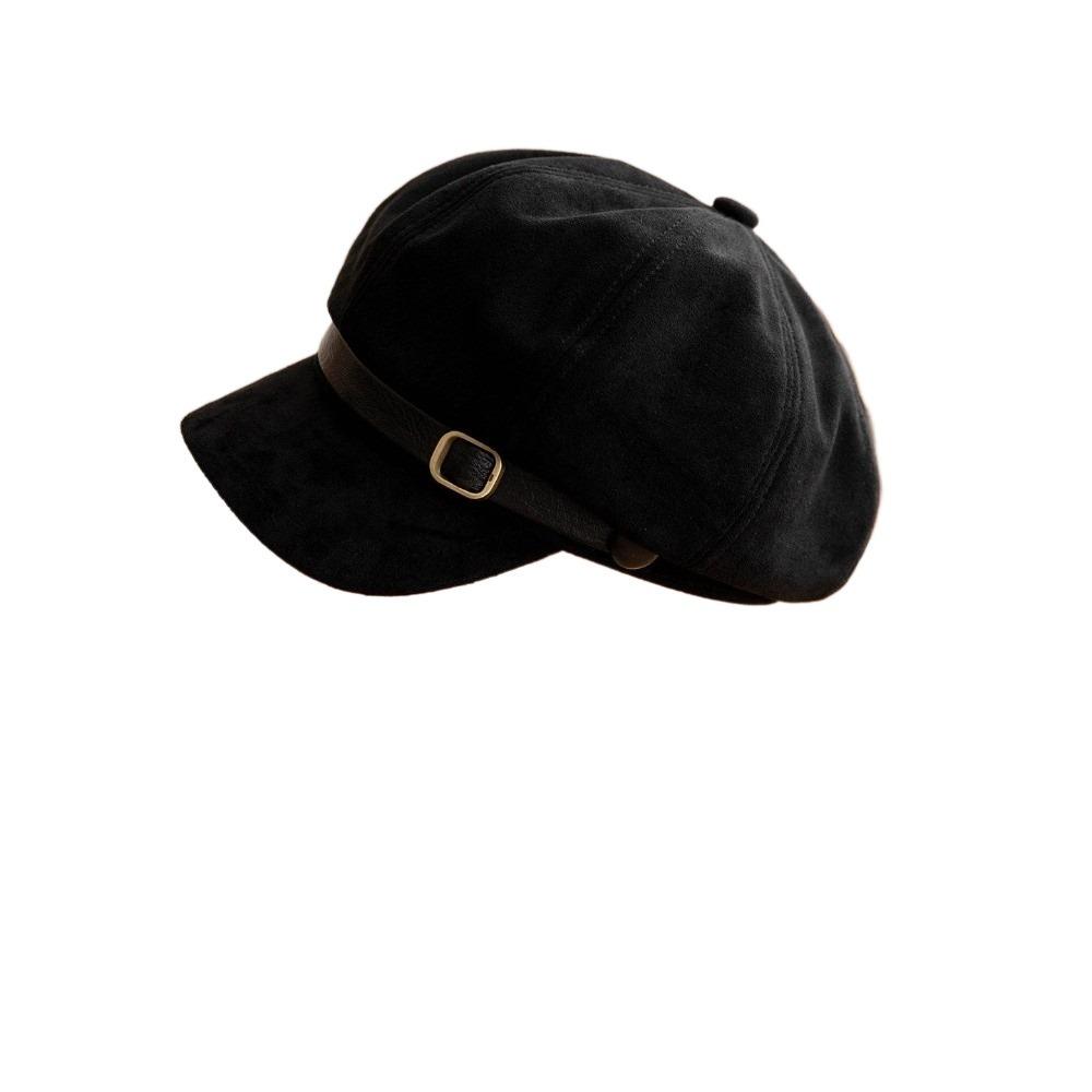 Warm Newsboy Hat Flat Top Women Octagonal Hat Casual Suede Berets  Autumn Winter
