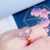 Klasický Dream Diamond Růžový Přírodní Chalcedon Růžový Oválný Prsten Otevírací Nastavitelný Růžové Zlato Šlechetný Luxusní Dámský Šperk
