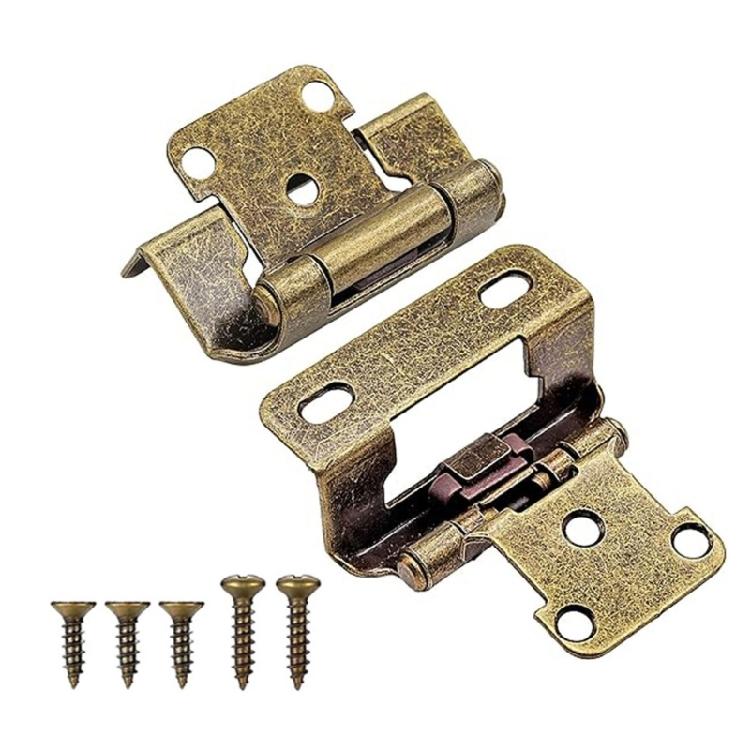 

2Pieces Antique Steel Kitchen Cabinet Hinges 1/2Inch Overlays Closing Partial Wrap Half Hide Styles Casual Use зелений/бронзовий