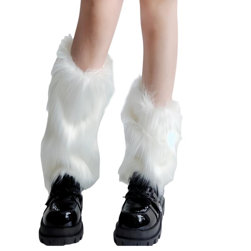 Verdickte Plüsch Socken ohne Füße Anti-Rutsch Design Beinstulpen Herbst Winter Thermisch Pelzig Stiefelüberzieher für Damen Streetwear