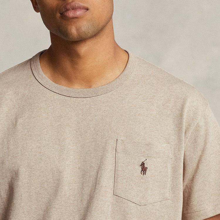 Polo Ralph Lauren FW23 Solid Color Crew Neck Casual Short Sleeve T-Shirt Men Tops Khaki MNPOTSH1N821887-270