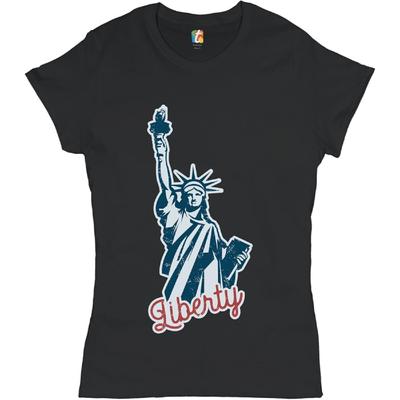 Statue of Liberty T-Shirt Freedom Independence 4th of July NYC USA Women's Tee Black