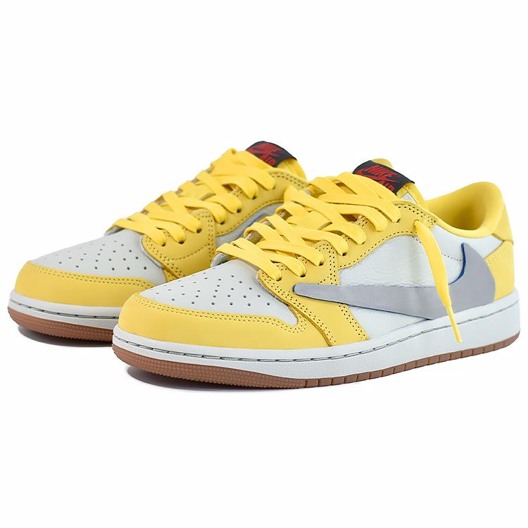 Travis Scott x Jordan Air Jordan 1 Low Vintage Basketbalové boty Dámské Kanárkově žluté DZ4137-700(Tým96-)