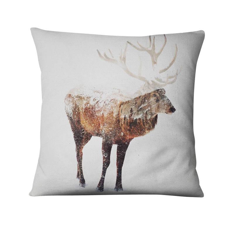 Scandinavian Cushion Decorative Pillow Throw  Winter Animal Digital Print Case