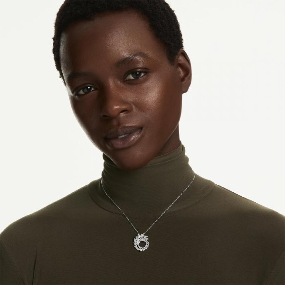 Swarovski Rhodium Circle Pendant Necklace 5759837