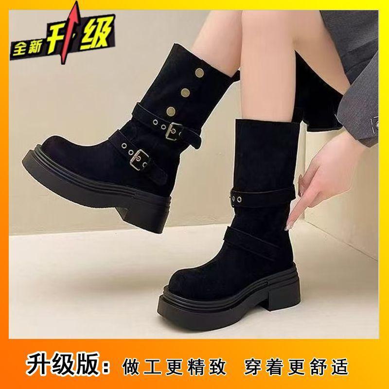 Comfortable thin boots medium boots children 2025 autumn and winter new fashion versatile retro style flat bottom Martin boots