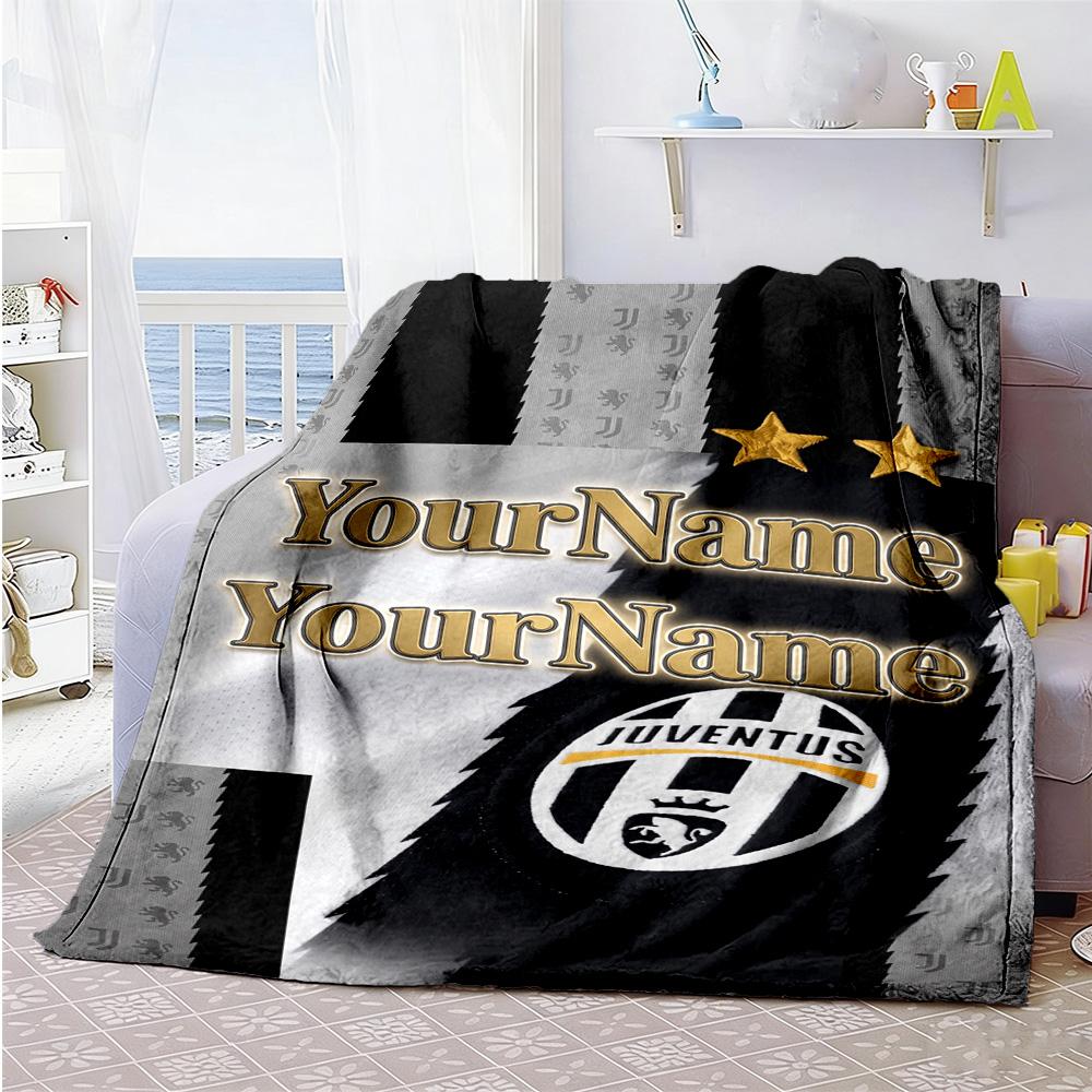Juventus Customize Text Blanket Cozy Personalized Blanket Warmthful Decor for Chair Home Decor Bed Sofa for All Occasions