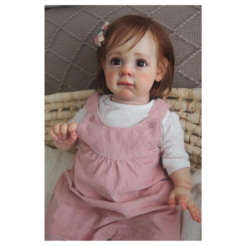 55CM Realistyczna Lalka Reborn Dziewczynka Ręcznie Ukorzenione Włosy i 3D Ręcznie Malowany Odcień Skóry Realistyczna Kolekcjonerska Lalka Winylowa na Prezent