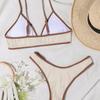Color Block Binding Special Fabric Sexy Two Piece Bikini Set Elegant