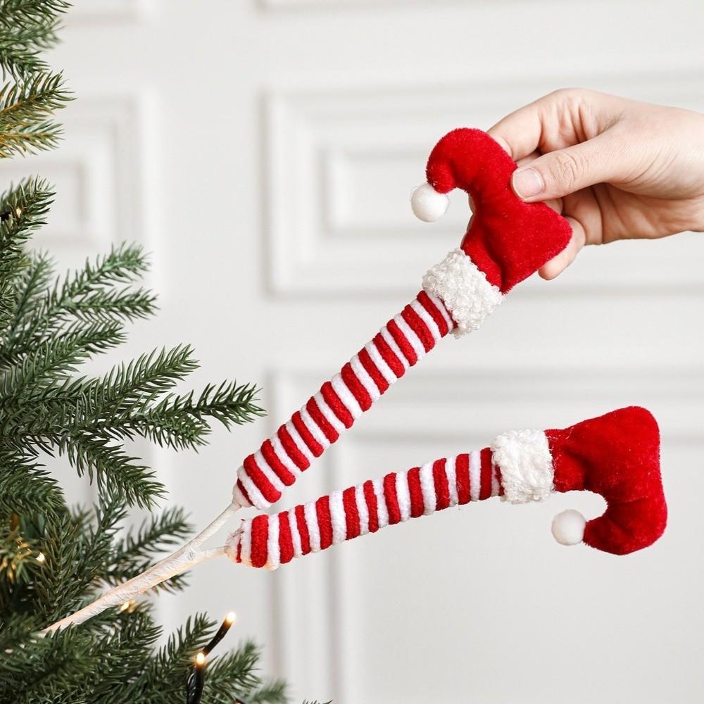 New Christmas Elf Legs Doll Larger Striped Boots Xmas Tree Decorations Stuffed Elf Leg Tree Topper Christmas Tree