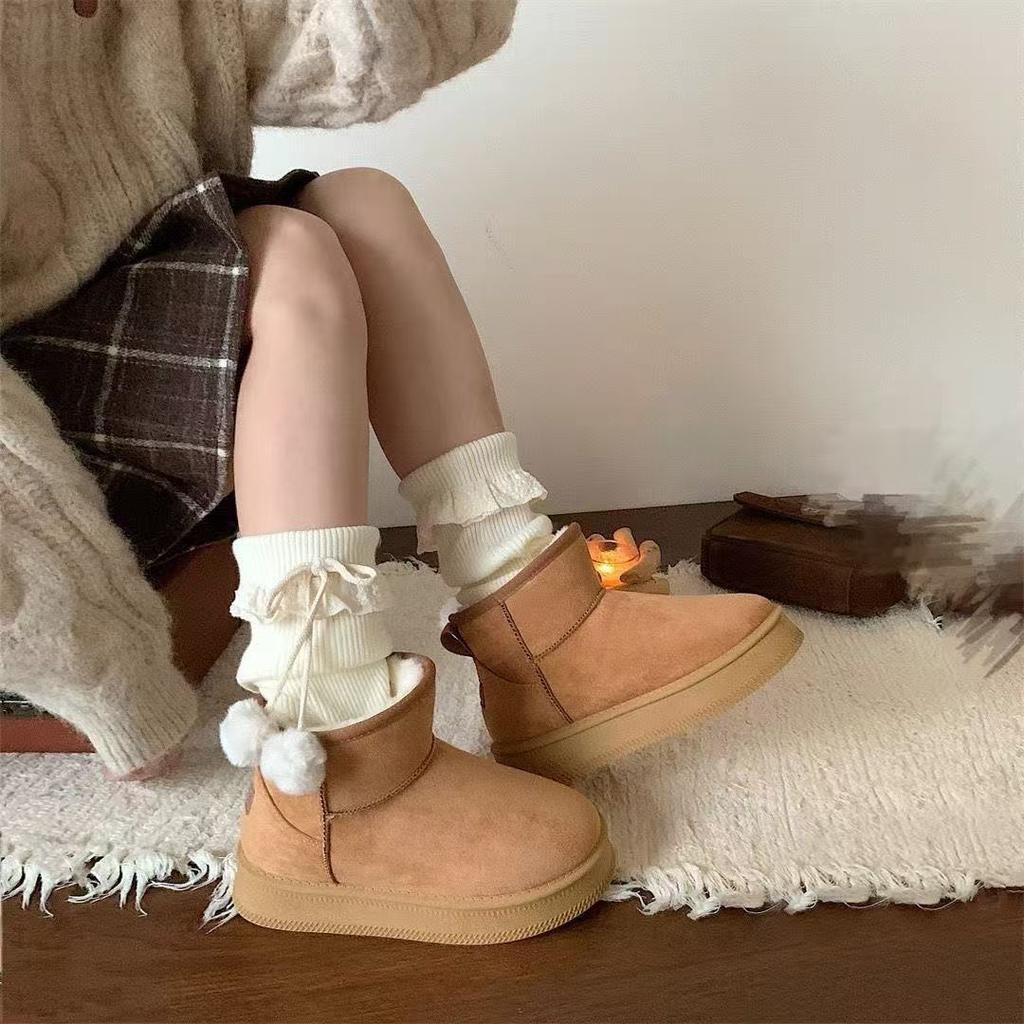 Thick-soled snow boots winter new warm plush cotton shoes non-slip piled thickened short boots