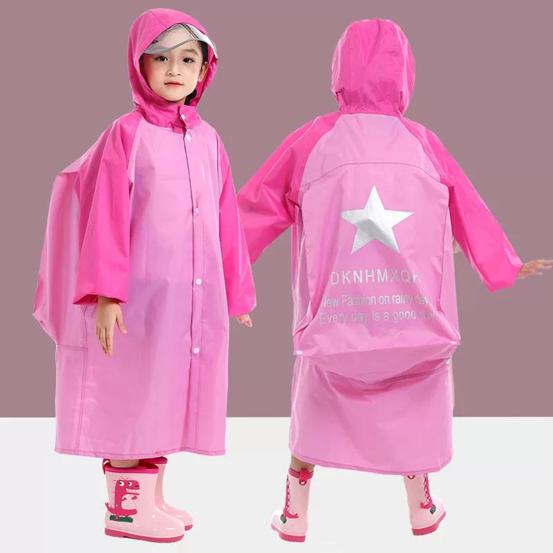 New Model Raincoat for Primary and Middle School Students, Unisex Children's One-Piece Rain Poncho, Thickened with Extended Backpack Space