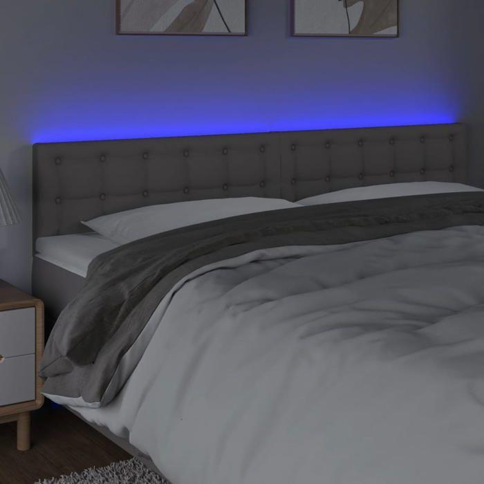 VidaXL Tête de Lit à LED Meuble de Chambre à Coucher Accessoire de Lit Double Tête de Cadre de Lit Intérieur Gris 3121712