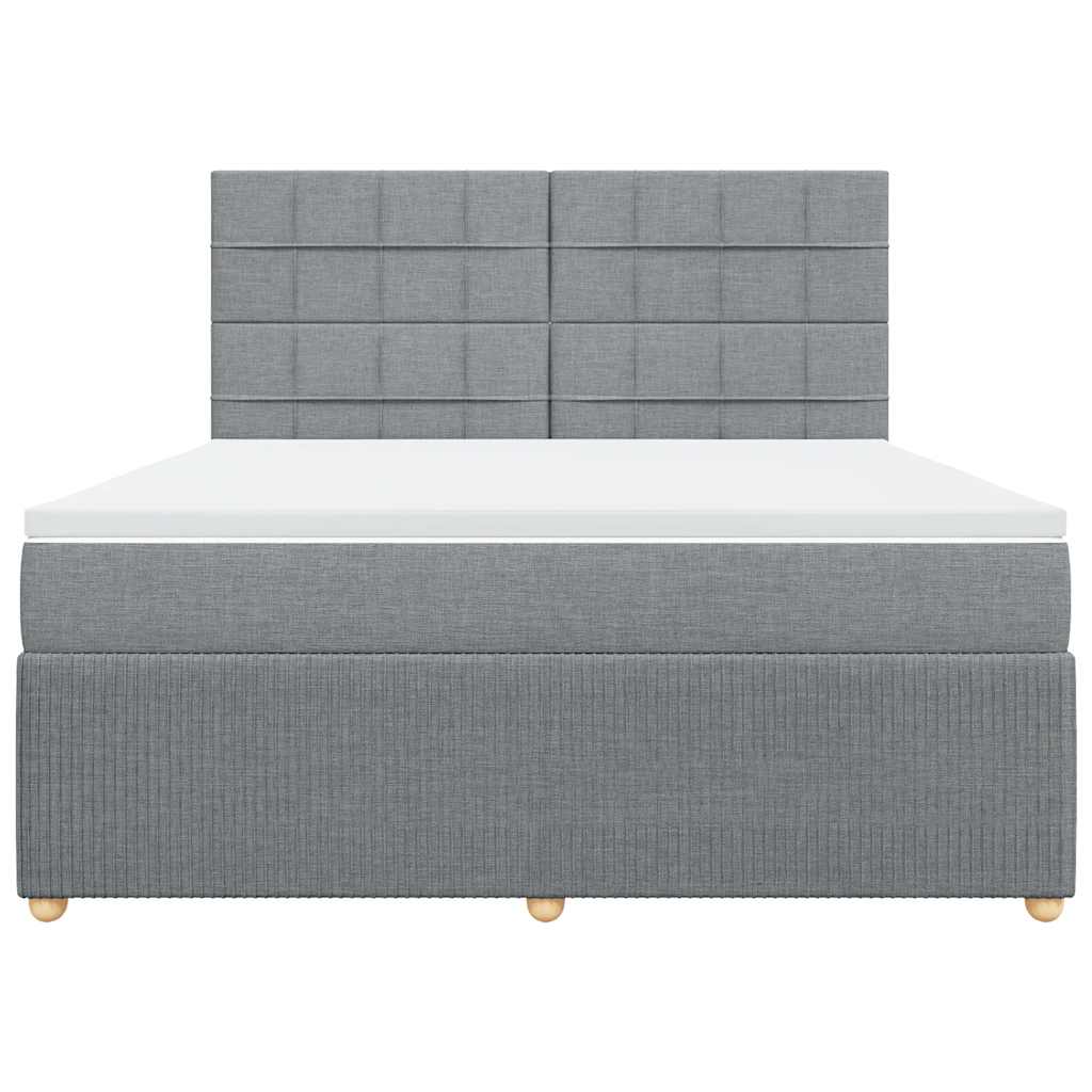 Box Spring Bed with Mattress Light Grey 180 x 200 cm Fabric