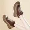 Leder High-Top dicke Sohle Herbst und Winter neu Ein-Pedal Damen Schuhe lässig Sport Rundkopf Schnürung Damen Arbeitskleidung Schuhe
