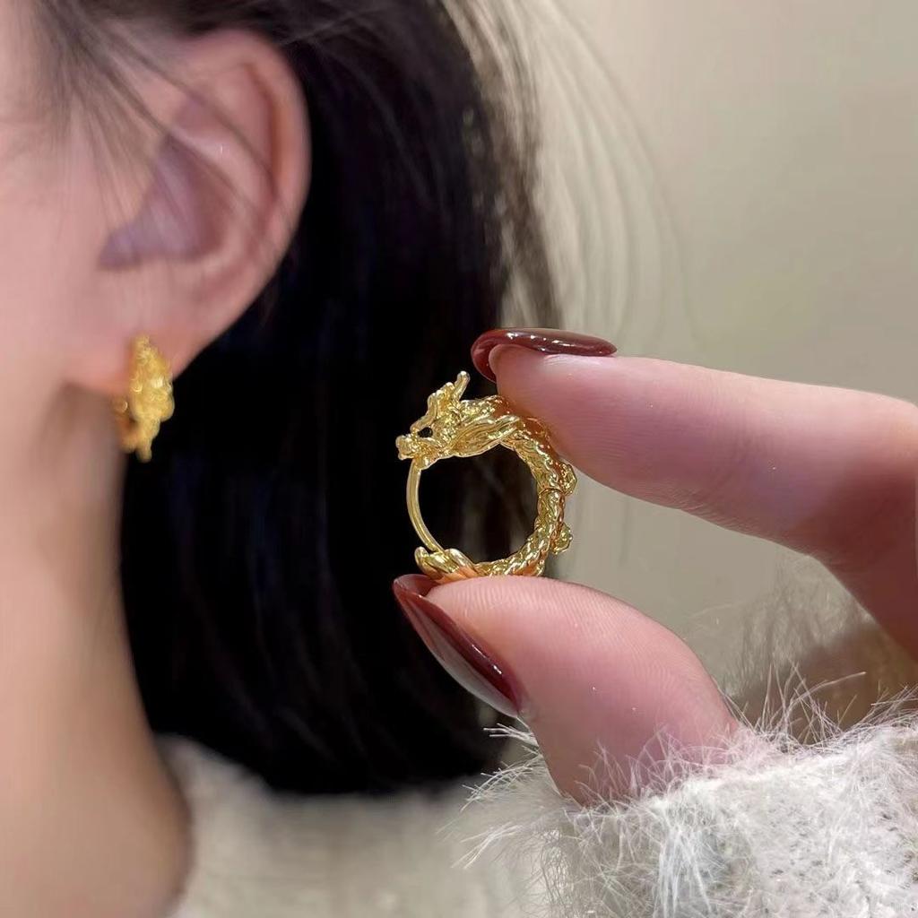 Ohrringe mit Friedensschnalle im antiken Stil, einfache und vielseitige leichte Luxus-Ohrringe im Palaststil, Hanfu-Cheongsam-Zubehör