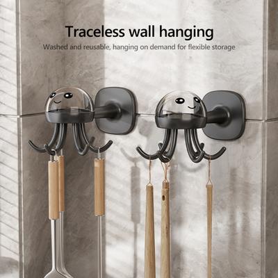 Wohnaccessoire, um 360 Grad drehbarer Küchenutensilienhalter unter dem Schrank, Küchenutensilienhaken, bohrfrei, selbstklebend, zum Aufhängen von Küchenutensilien