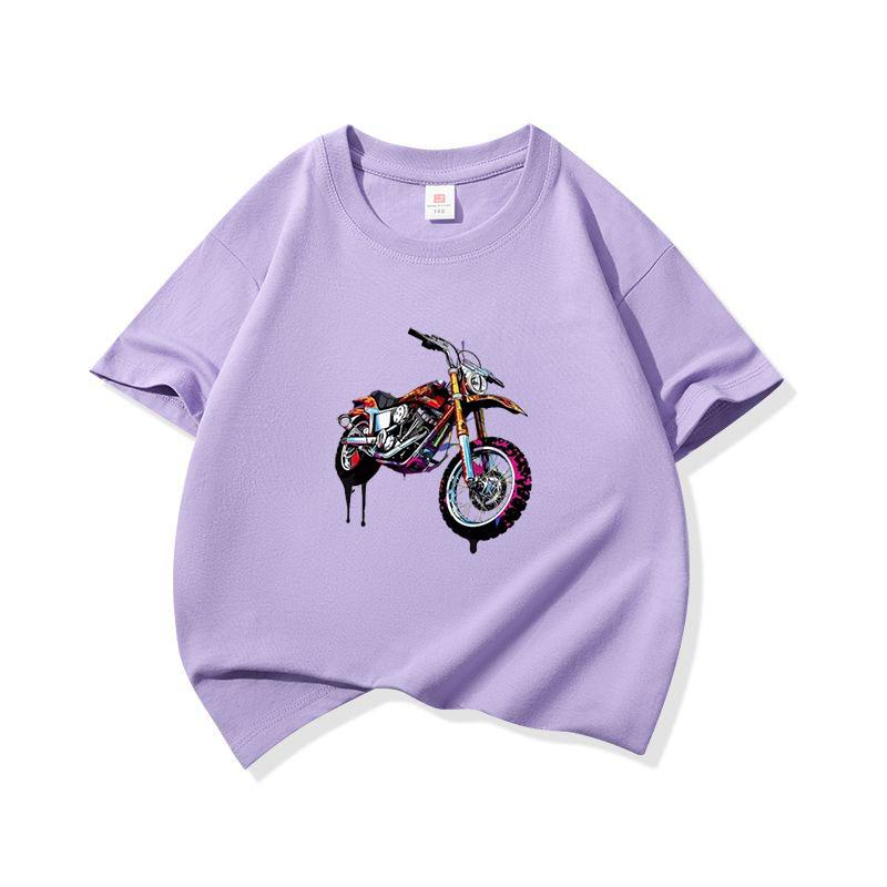 Graffiti Dirt Motorcycle Graphic Tee Kids 100 Cotton Crew Neck T Shirt Short Sleeve Breathable Tops For Boys Girls Children